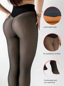 1 Pair Women's Seamless High Waist Leggings, Unrestricted Design, Transparent & Soft Leg Shaping, Suitable For Spring/Summer Casual & Homewear - Multicolor - View 1