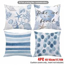 4pcs Simple Blue Ocean Coral Pattern Throw Pillow Covers, Single-Sided Printed Soft Peach Velvet Material, 45*45CM Cushion Covers Suitable For Home Bedroom Living Room Party Holiday Decor, Sofa Decorative Pillow Covers Gift, No Pillow Insert - Multicolor - View 10