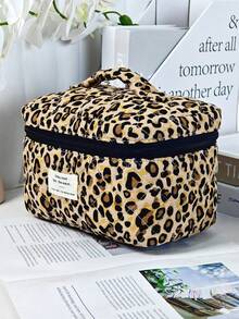Y2K Leopard Print Quilted Cosmetic Bag, A Classic Leopard Print Cosmetic Bag, Large Capacity, Stylish And Lightweight Toiletry Bag, Multi-Functional Tote Bag, Used For Organizing Items, Suitable For School, Office, And Outings, And An Ideal Gift For Girls. - Xem 13