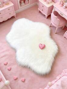 1件白色云朵绒毛地垫，仿毛皮，婴儿房装饰地毯，装饰垫，儿童游戏垫，装饰地毯，卧室装饰，小地毯，地毯，家居装饰，户外地毯，可水洗地毯，母亲节礼物 - 白色 - 查看 2