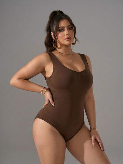 Zimi Collection Body sin costuras de talla grande con broche en la entrepierna, top sin mangas para actividades, yoga, gimnasio, entrenamiento y uso casual básico
