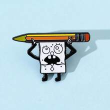SpongeBob SquarePants 1枚喜剧卡通胸针，创意胸针，适合搭配服装，方形珐琅金属徽章，可作服装、背包配饰，朋友礼物，服装配饰，节日礼物，派对礼物 - 彩色 - 查看 5