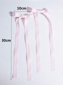 2pcs Ballet Style Long Ribbon Bow Hair Clip Fashionable And Cute Women Hair Accessory Suitable For Daily Wear On Any Occasion Valentine's Day Valentines Hair Accessories For Women Claw Clips Hair Claws Hair Barrettes School Stuff Elegant College Winter Outfit For Women Bows Head Accessories - Hồng - Xem 7