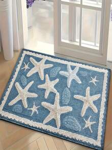 1pc Ocean Style Starfish Pattern Bath Mat, Soft Washable Rectangular Carpet Suitable For Bathroom, Kitchen, Entryway, Ideal Home Decor Gift, Fashionable - A - View 6