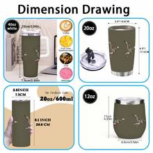 1pc 40oz Hand-Drawn Illustration Style, Flying Ducks, Brown And White Feathers Tumbler With Lid And Straw, Winter Insulated Travel Mug, Gift For Women Men, Ideal For Valentine's Day, Easter, Birthday Gift, Iced/Hot Coffee Cup - 40oz-trắng - Xem 5