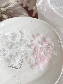 10 chiếc nơ ruy băng lưới 3D trang trí móng tay, hình nơ màu hồng và trắng, phụ kiện trang sức móng tay DIY kiểu Hàn Quốc. - Nhiều màu - Xem 3