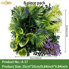 4 件（共 3 平方英尺）优质人造植物艺术装饰墙板，具有逼真的龙舌兰、蕨类植物、棕榈叶和花朵，逼真的叶子和花卉纹理 - 室内/室外草地、家居墙面装饰、抗紫外线耐用塑料、免维护假植物，适用于家庭、办公室、商业全年装饰、户外人造绿化和花卉 - 彩色 - 查看 32