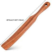 AIUHI 1 pieza Cuchara larga de madera, espátula de cocina de madera, utensilio de cocina para chef de hogar - Marrón - Ver 2
