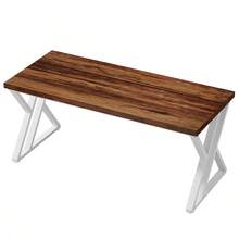 LITTLE TREE 140cm Z‑Shaped Computer Desk Heavy Duty Study Writing Table Modern Simple Home Office Desk - Rust Brown - View 8