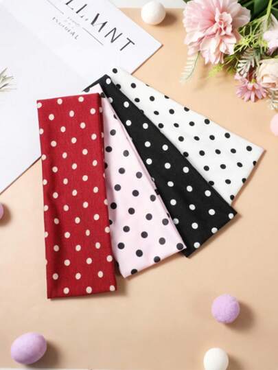 3条装防滑波点运动发带，弹力透气瑜伽发带，轻便舒适女士日常健身跑步发饰