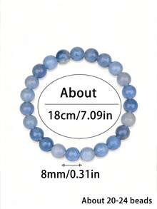 YAUKIA 1Pc Natural Blue Aventurine Bracelet, Offering Emotional Balance And Anxiety Relief. Suitable For Both Men And Women, Made Of Elastic Material, It Makes An Ideal Gift. - Multicolor - View 9