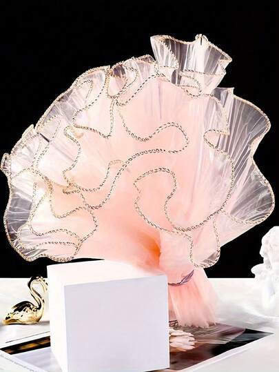 Vải voan gợn sóng, khổ 4 thước Anh x rộng 28cm, chất liệu polyester thủ công, thích hợp để đóng gói bánh và hoa, phù hợp cho việc tự làm cắm hoa, đóng gói bó hoa hồng và trang trí xếp nếp.
