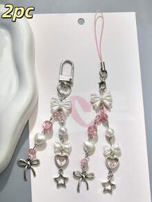 1 chiếc dây đeo điện thoại/máy ảnh màu hồng thiết kế nơ ngọc trai sáng tạo. Lưu ý: Kích thước thực tế có thể hơi khác so với ảnh do góc chụp và độ phóng đại. - Hồng - Xem 15