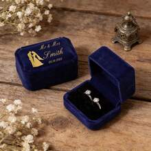 Hộp đựng nhẫn nhung cao cấp cá nhân hóa, hộp đựng nhẫn cưới hai ngăn, hộp đựng trang sức, hộp trang sức in tên và ngày tháng, hộp trang sức nhung tinh tế. - Nhiều màu - Xem 10