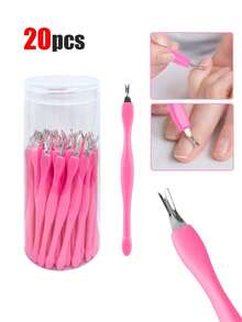 100pcs V-Shaped Nail File, Nail Cleaner, Dual-Ended V-Shaped Nail Pusher, Foot Care Tools For Home And Salon Use - Pink - View 9