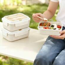 1 hộp cơm bento kèm thìa và dĩa, tiện dụng, dùng được trong lò vi sóng và máy rửa chén, thích hợp cho trường học, văn phòng, cắm trại, nhà bếp và bảo quản thực phẩm, vật dụng thiết yếu. - Nhiều màu - Xem 5