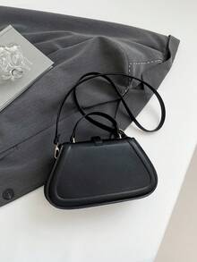 黑色经典女士手提包，肩带设计，大容量耐用单肩包，适合职业女性 - 黑色 - 查看 9