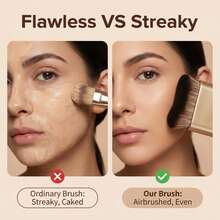 扁平波浪粉底化妆刷 - 香檳色 - 查看 4