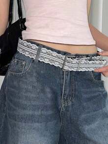 1pc Fashion Versatile Lace Belt, Women's Skirt Jeans Accessory Belt, Suitable For Autumn, Halloween - Multicolor - View 5
