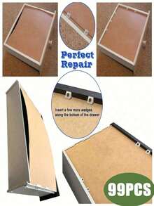 Cuñas de cuña para reparación de muebles, incluye soportes de esquina de plástico de 90 grados, sujetadores y tornillos para arreglar cajones, bases y gabinetes que se hunden - Multicolor - Ver 2