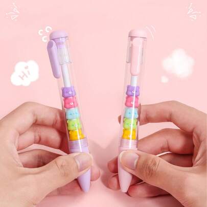 1 chiếc bút bi gel đính hạt hình hoạt hình dễ thương, màu ngẫu nhiên - Thiết kế DIY sáng tạo, bút ký bấm tiện dụng cho văn phòng phẩm, đồ dùng học tập, đồ dùng năm học mới, bút bi hình hoạt hình dễ thương màu trung tính dành cho học sinh, bút ký bấm đính hạt, bút ký tên.