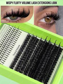208pcs Self-Made Spiky False Eyelashes, Spiky Eyelashes And Thick Curly False Eyelashes, Cute Fairy Comfortable Lightweight Cartoon Style False Eyelashes, Reusable Individual Cluster False Eyelashes, Suitable For Y2K Butterfly Makeup - C/D MIX - View 2