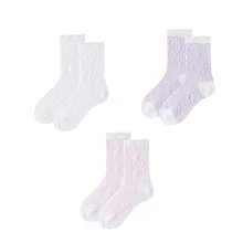 Annil [7A Kháng khuẩn] Bộ 5 đôi tất thể thao không đường may dành cho học sinh, bé trai và bé gái, có lỗ tai, dài đến giữa bắp chân. - Sự kết hợp 01 (Trắng + Hồng + Tím) - Xem 7