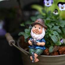Hand-Painted Resin Dwarf Fisherman Decorative Figurine, Suitable For Outdoor Garden, Micro Landscape, Potted Plants, Aquarium, Desktop, Indoor And Outdoor Decor - A - View 7