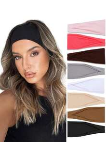 1/6pcs Women's Non-Slip Thick Headband - Elastic Sweatband, Suitable For Yoga, Workout, Fashion And Daily Wear Fall Winter Hair Band Hair Accessories For Women For Vacation Outfits Woman Elegant Scarf Women Bandana Soft Headwrap - Nhiều màu - Xem 5