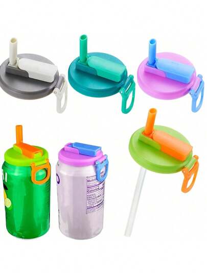 4 Color Silicone Soda Can Lids With Built-In Straws, Reusable Drink Toppers For Cans, Leak-Proof Travel Essential Silicone Soda Can Lids With Straws , Reusable Drink Covers Fit Most Cans, Assorted Colors For Home Party Reusable Silicone Can Covers With Straws, Soda Lids Fit Standard Cans For Juice, Soda, Sparkling Water & Beverages Can Seal, Dust Cover, Fun Drink Accessories, Party Favors