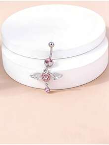 1pc Zirconia Fairy Wing Navel Piercing, European And American Fashion - Silver - View 4