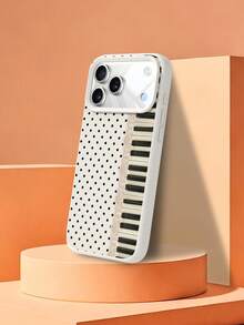 1个蕾丝边钢琴纹黑色波点图案液态硅胶防震手机壳，适合作为节日礼物，兼容苹果XS/XR/11/12/13/14/15/16/17 Pro/Pro Max/14/15/16 Plus - 彩色 - 查看 3