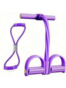 2 piezas Bandas de resistencia multifuncionales - Correa de yoga elástica de 4 tubos con asas, cuerda de pedal en forma de 8, adecuada para estiramiento de todo el Body, entrenamiento de cintura, brazos, piernas y abdomen - Multicolor - Ver 9
