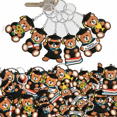 6/12/24 件套小熊毕业派对礼品，可爱小熊毕业装饰，适用于高中/大学毕业派对用品、婴儿派对礼品、特殊活动纪念礼物、汽车配件、包包挂饰、毕业礼物、房间装饰