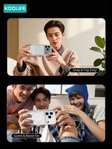 Koolife 1pc Transparent Magnetic Phone Case, PC+TPU Material, 2.0mm Thick, Anti-Yellowing, Airbag Drop Protection, Precise Lens Protection, Simple Slim Shockproof Case, Compatible With IPhone 17/17 Pro/17 Pro Max - Clear - View 8