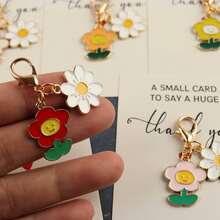 1个/5个花朵雏菊珐琅钥匙扣 “一张小卡片，表达深深的感谢” 感谢贺卡礼物，送给老师和朋友 - 彩色 - 查看 9