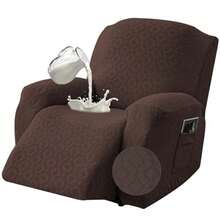 Genina Funda impermeable para silla reclinable fundas elásticas para sofá reclinable con bolsillos fundas lavables para sofá reclinable Lazy Boy protector de sofá a prueba de fugas para niños - Chocolate - Ver 8