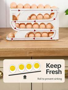 四层自动滚蛋架，冰箱鸡蛋收纳盒，容器，厨房冰箱鸡蛋分发器，冰箱整理架 - 彩色 - 查看 2