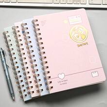 A5 Spiral Notebook 66 Sheets, Lined Pages, Thickened Cover, Office Supplies, Student Learning Notebook, Foil Cover Hard Cover Notebook - A5 - View 4