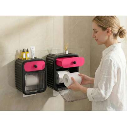Wall-Mounted Tissue Box Holder, Easy Installation, Waterproof, Space-Saving, 3 Color Options, Fashionable & Elegant, Made Of ABS Resin
