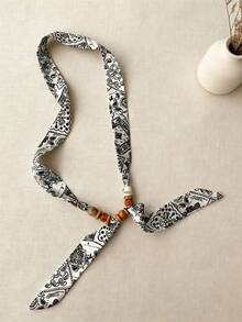 1件串珠围巾项链 女士小众可调节布料锁骨链颈链围巾服饰配饰礼品 - 彩色 - 查看 19