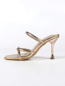 Women's Fashion Daily Wear Slip-On High Heel Sandals - Champagne - View 6