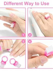 10pcs/Set Pink Nail Brush Rings, Mini Finger Nail Cleaning Brushes, Portable Nail Care Cleaning Tool Kit - Multicolor - View 4
