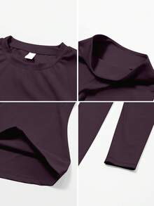 Women's Seamless Short Sleeved Long Pants Stretchable Waist Abdomen Control High Waist Training Fitness Equipment Collar Set Fitness Yoga Fitness Purple Buttock Lifting Outfit - 紫色 - 查看 8