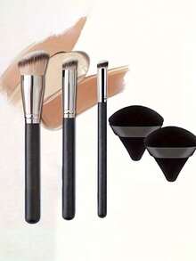 Set de 3 piezas de brochas profesionales de maquillaje - Brochas para corrector, anguladas y de contorno para productos en crema, líquidos y polvos - Multicolor - Ver 14