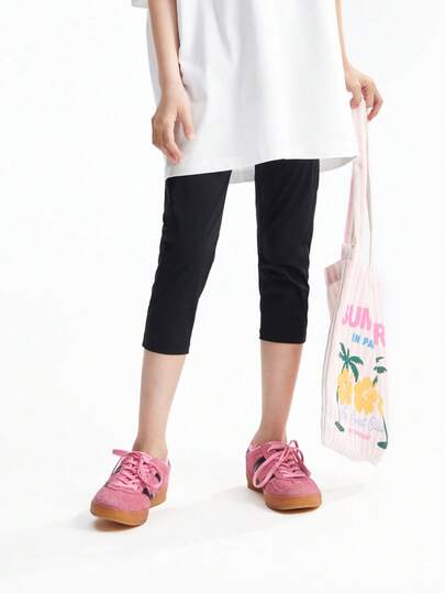 Annil Girls' Summer Cooling Sunscreen Elastic Soft Yoga Dance Capri Pants Leggings