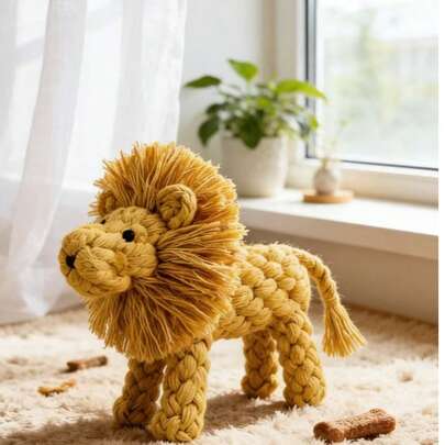1 món đồ chơi dây thừng hình sư tử cho chó - Thích hợp cho chó cỡ vừa và nhỏ, giúp mài răng, trò chơi tương tác trong nhà và ngoài trời.