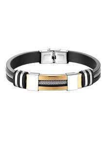 男士不锈钢手链，防水硅胶腕带 - 幾何 - 查看 9