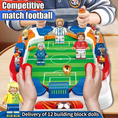 Juego de futbolín de sobremesa para 2 jugadores, incluye 12 figuritas de madera y marcador, juguete interactivo de fútbol de mesa adecuado para reuniones familiares, desarrolla la coordinación mano-ojo y la concentración, excelente regalo para cumpleaños y festividades