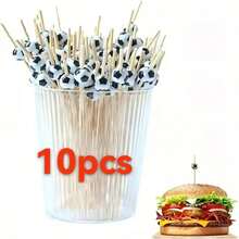 100支/包 一次性黑白足球形鸡尾酒签、寿司签、水果签、鸡尾酒竹签，适用于主题派对、婚礼、蛋糕、甜点等场合 - 彩色 - 查看 7